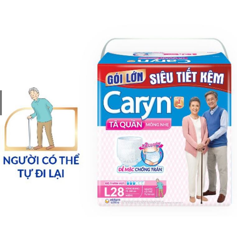 Tã Bỉm Quần Người Lớn Caryn Mỏng Nhẹ Chống Tràn Size L - 28 Miếng