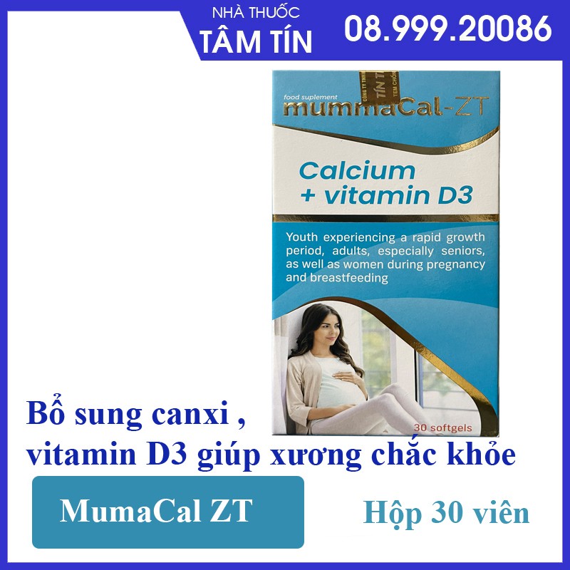 [CHÍNH HÃNG ] MummaCal-ZT - Bổ sung Canxi, Vitamin D3, tăng hấp thu Canxi, giúp xương chắc khỏe (Hộp 30 Viên)