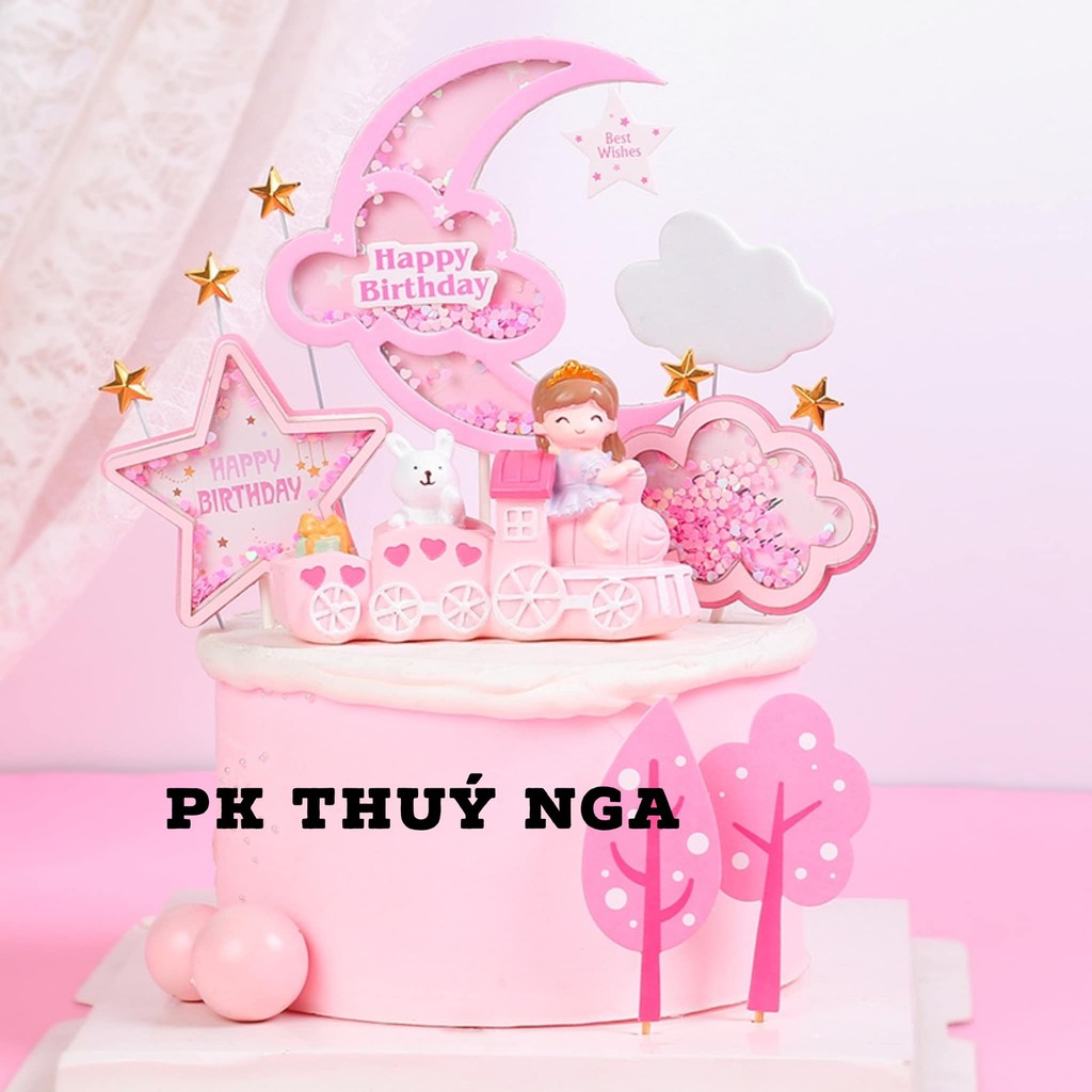 Trăng 3D Hạt Kim Tuyến Trang Trí Bánh Kem