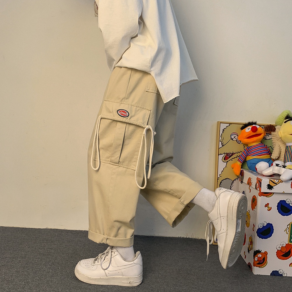 Unisex Quần Túi Hộp Nam Thời Trang Hàn Quốc Quần Ống Rộng Simple Cargo Pants Harajuku Quần Baggy ốNg RộNg