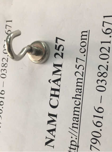móc treo nam châm D16mm, sử dụng nam cham trắng đất hiếm lực hút mạnh
