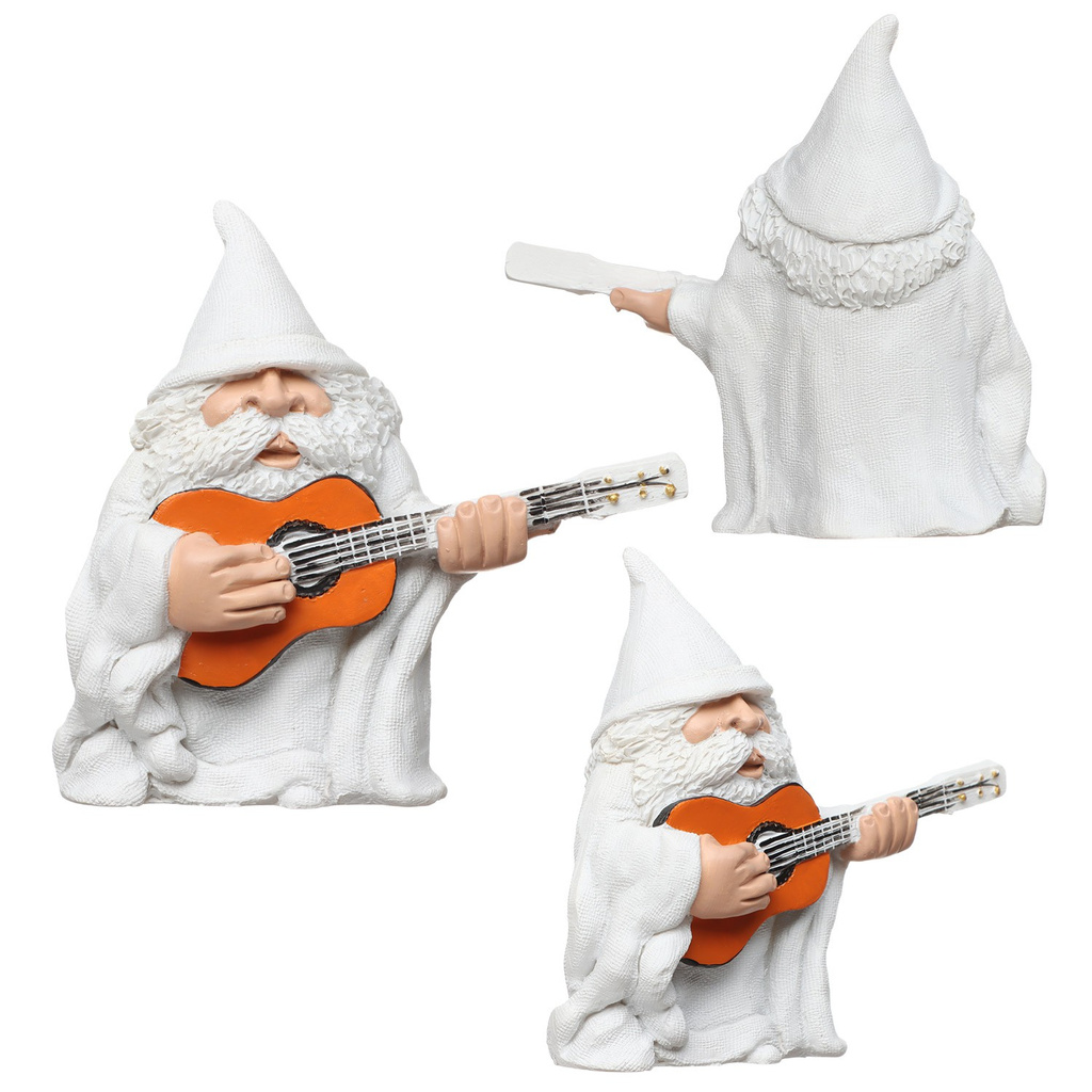 MIOSHOP Gift Dwarf Figurines Decoration Crafts Funny Statue Garden Gnomes Funny Elf Playing Guitar Elves Collectible Home Decor Ornaments Indoor Outdoor Micro Landscape