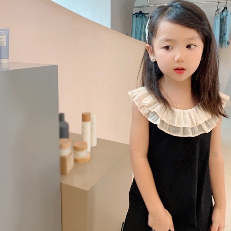 Đầm Công Chúa Chữ A Không Tay Viền Ren Thời Trang Mùa Hè Cho Bé Gái 3-8 Tuổi