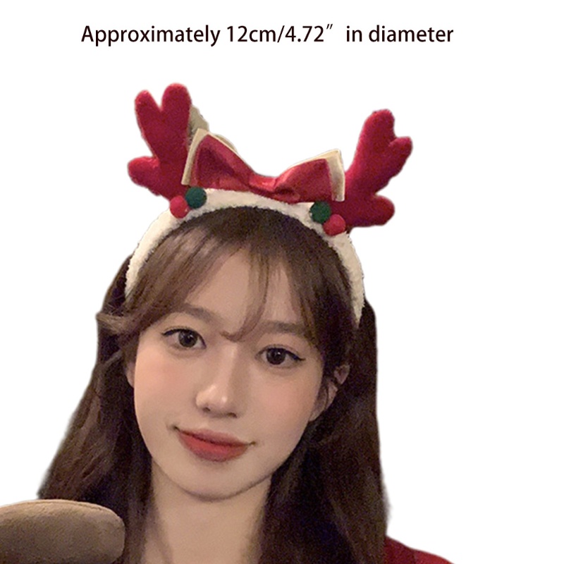 Băng Đô Cài Tóc Hình Sừng Tuần Lộc Bằng Lông Nhung Dễ Thương Xinh Xắn