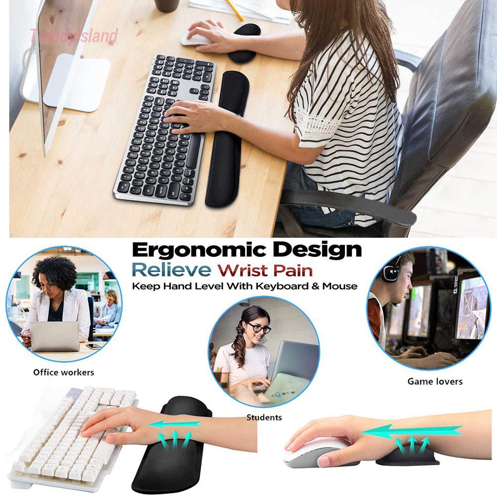 Office Hand Care Cushion Keyboard Mouse Wrist Rest Pad Ergonomic Memory Foam Set Computer Accessories