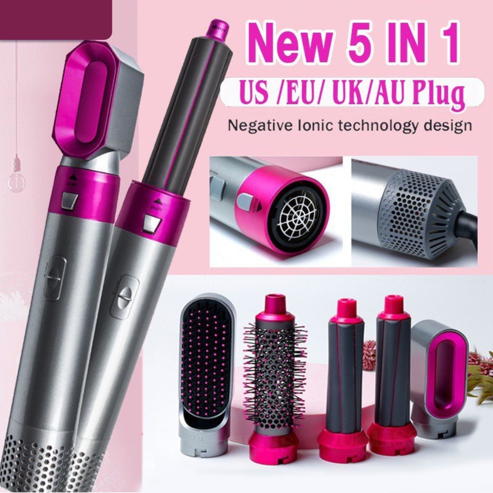 Máy Sấy Và Tạo Kiểu Tóc Tự Động Uốn, Duỗi, Làm Phồng Kiêm Lược Điện Đa Chức Năng 5 in 1 Tiện Lợi