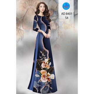 vải may áo dài in 3d hoa siêu xinh(cả bộ vải)