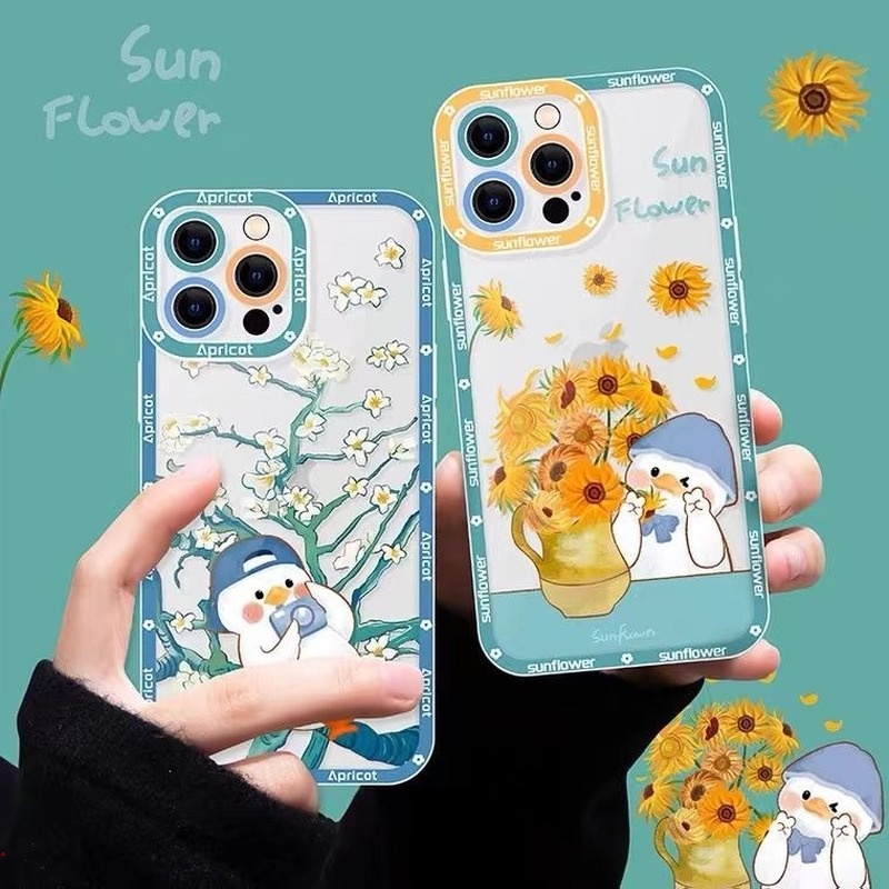 Ốp Điện Thoại gel Silica Mềm Hình Vịt Hoạt Hình Màu Trong Suốt Cho IPhone 13 12 11 Pro MAX X XR XS MAX 6 7 8 Plus