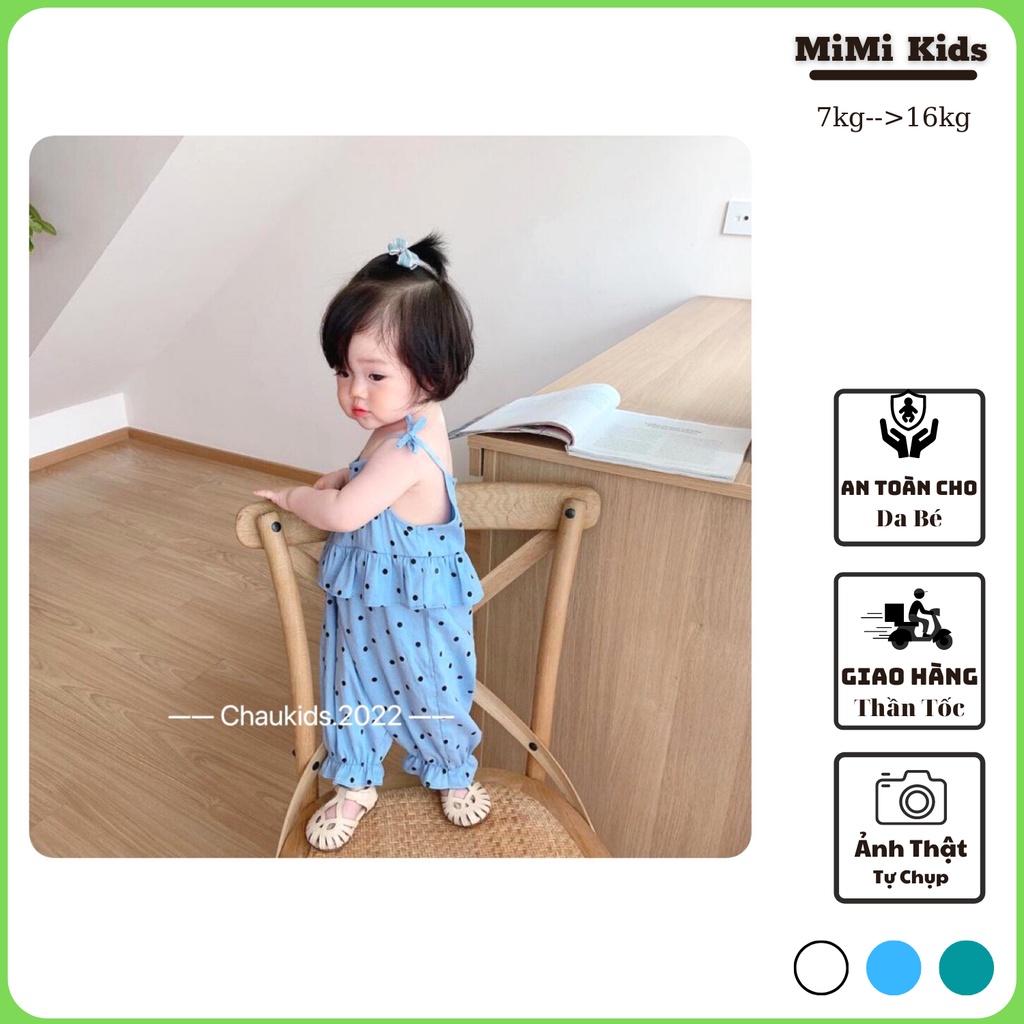 Bộ jum chấm bi vải đũi mềm loại 1 cho bé gái, set 2 dây cho bé mặc đi chơi 7-16kg