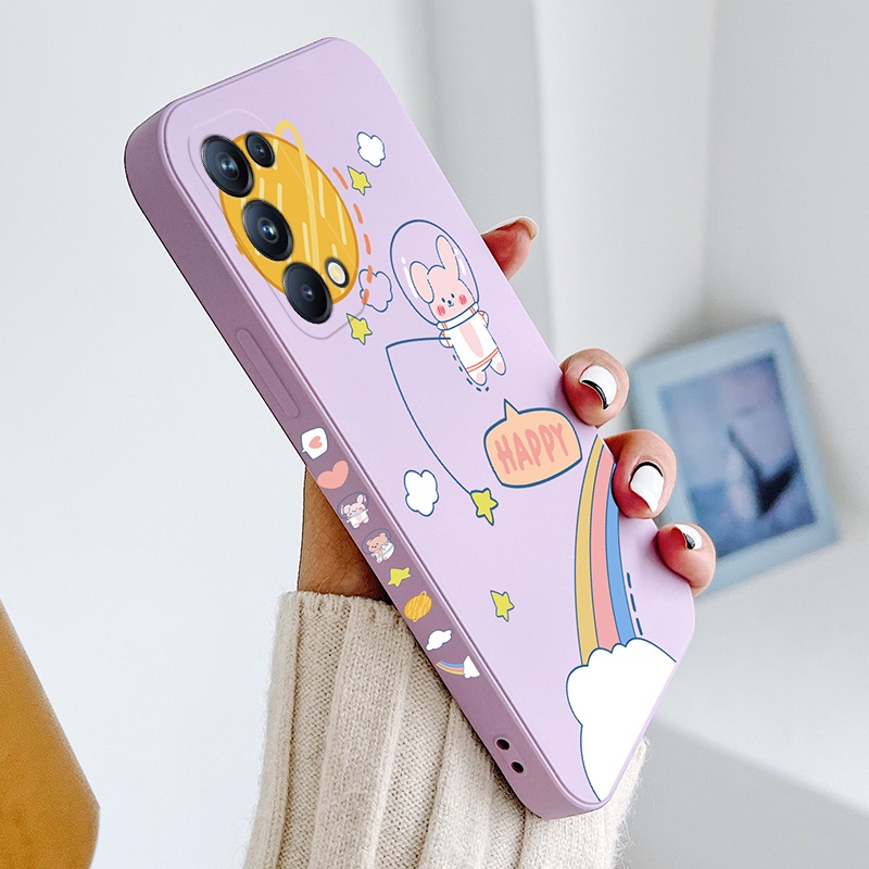 Ốp Điện Thoại TPU Dẻo Viền Thẳng Họa Tiết Hoạt Hình Dễ Thương Cho oppo reno 4 reno 5 reno 3 reno2 f reno 6