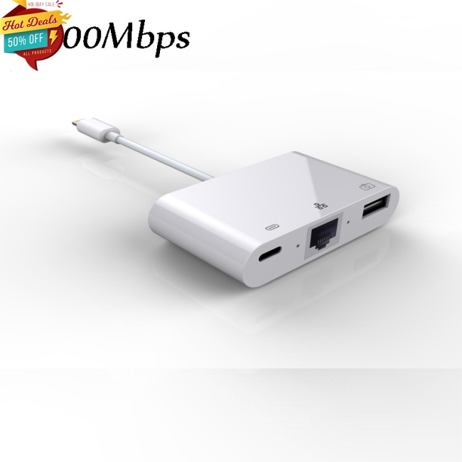 Bộ Chuyển Đổi Tốc Độ Cao Sang RJ45 Ethernet LAN Có Dây Cho iPhone/iPad Với Đầu Đọc USB 3 Camera