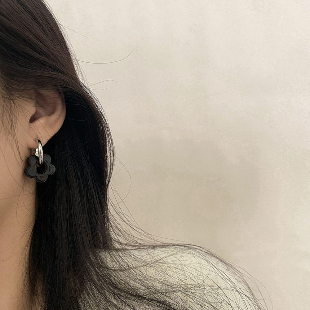 Bông Tai Phong Cách Hàn Quốc Đơn Giản Cổ Điển|Bông Tai Hình Hoa Màu Đen 2K Phong Cách Cổ Điển Thời Trang Cho Nữ