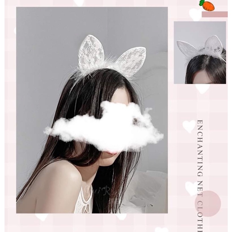 Cài tai mèo ren mix lông vũ cực dễ thương màu sắc đa dạng