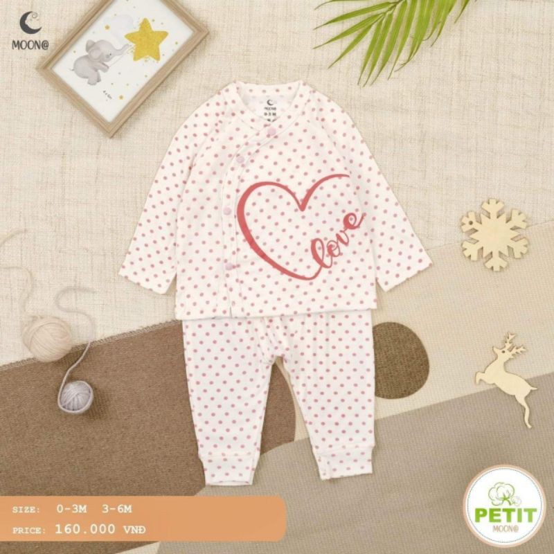 Moon -  Bộ Moon dài tay cài chéo vải petit cho bé sơ sinh 3-7kg