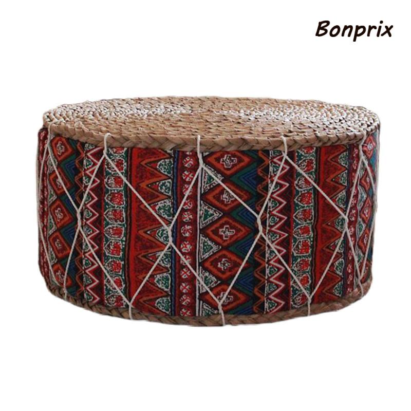 Gối Ngồi Thiền Bằng Rơm Handmade Màu Đỏ Phong Cách Bohemian