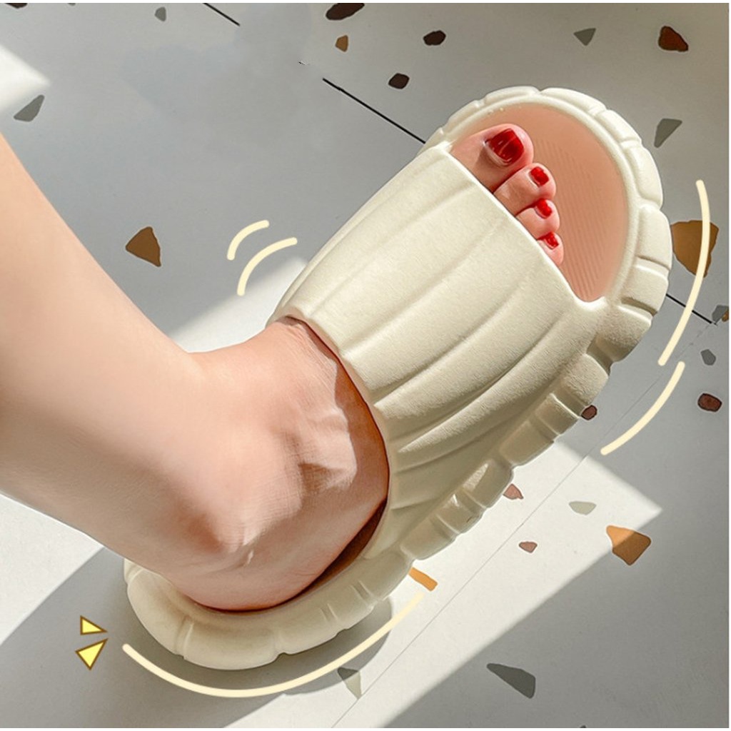 Dép bánh mì cao cấp màu trơn Pastel quai ngang thời trang nam nữ đi êm nhẹ đế cao chống trượt cho học sinh sinh viên