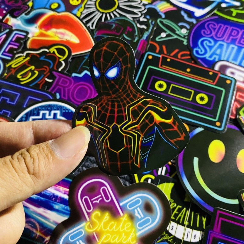 Sticker NEON hình dán tổng hợp chất liệu PVC CAO CẤP DÁN XE, VALI, LAPTOP, NÓN BẢO HIỂM, ĐIỆN THOẠI...