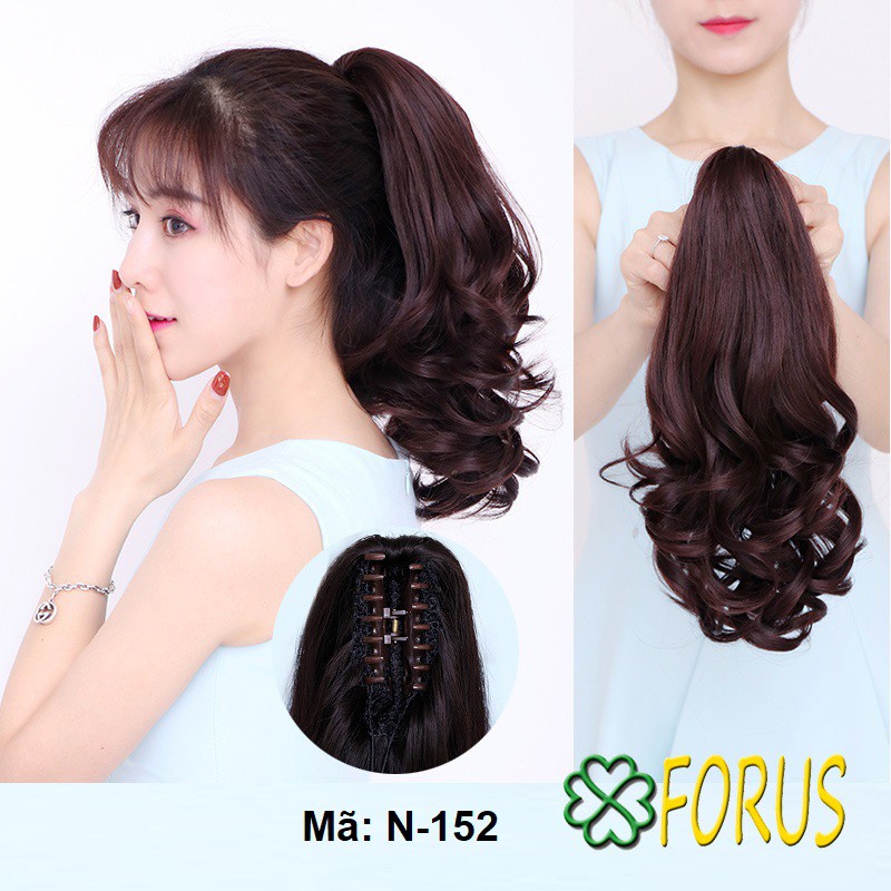 Ngoạm Tóc Giả Xoăn Lửng N152 ?Freeship? Tóc Giả Ngoạm Xoăn, Kẹp Ngoạm Lửng Sỉ 55K
