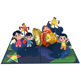 Thiệp 3D pop up Rước Đèn Trung Thu