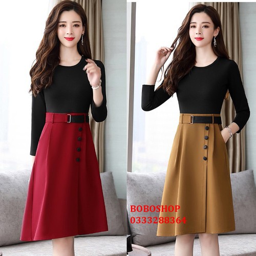 CHÂN VÁY XẾP LI PHỐI NÚT SILA