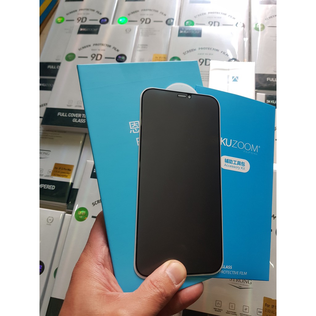[HÀNG MỚI NHẤT] Kính cường lực 2In1 vừa chống NHÌN TRỘM chống VÂN TAY chính hãng  KUZOOM iPhone 12 / 12 mini / 12 promax