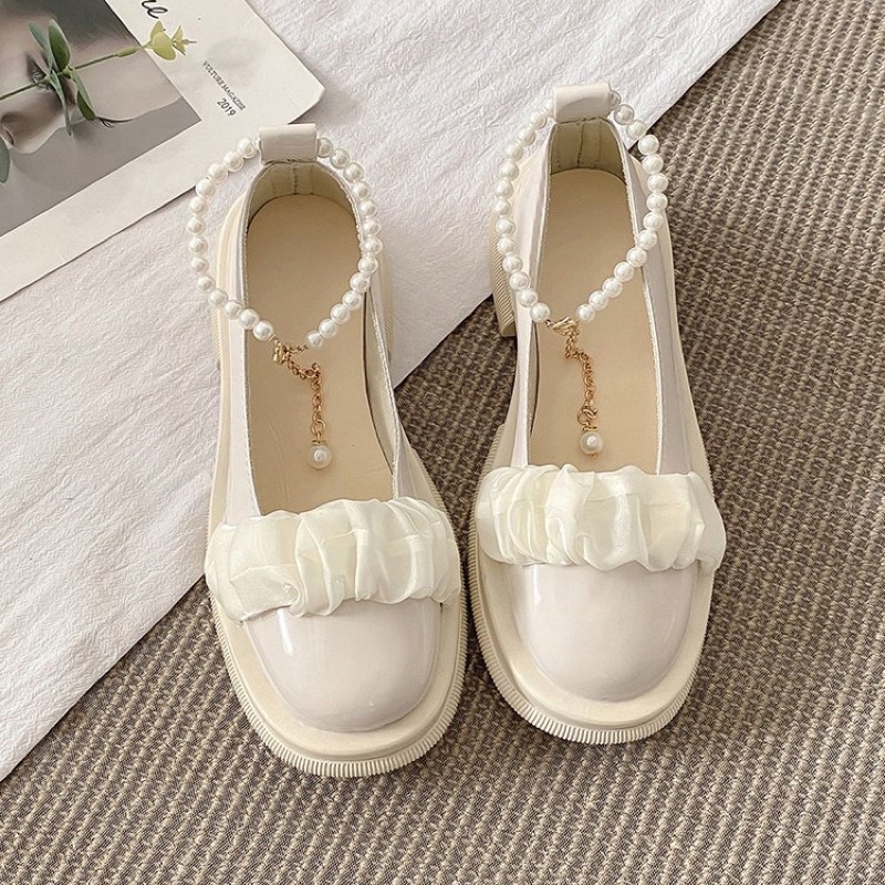 Giày búp bê nữ lolita cao gót ulzzang cao cấp mũi tròn quai ngọc HAVAVA GD008