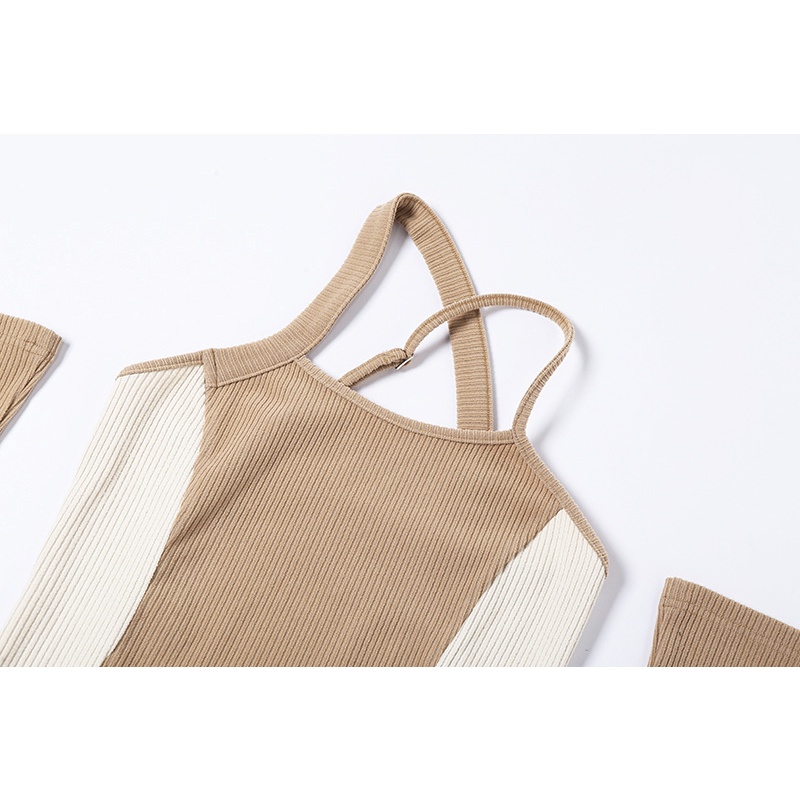 Đầm Mini Có Dây Đeo Vai Và Tay Áo Màu Khối Gợi Cảm Kiểu Mới D0326