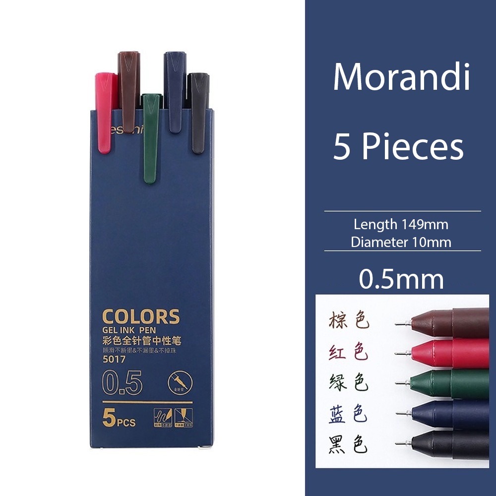 Set 5 bút mực gel ngòi 0.5mm màu macaron đơn giản tiện dụng cho học sinh