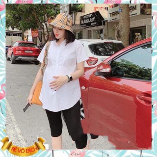 áo bầu cao cấp☘️áo sơ mi bầu cộc tay mặc đi làm đi chơi đều đc@