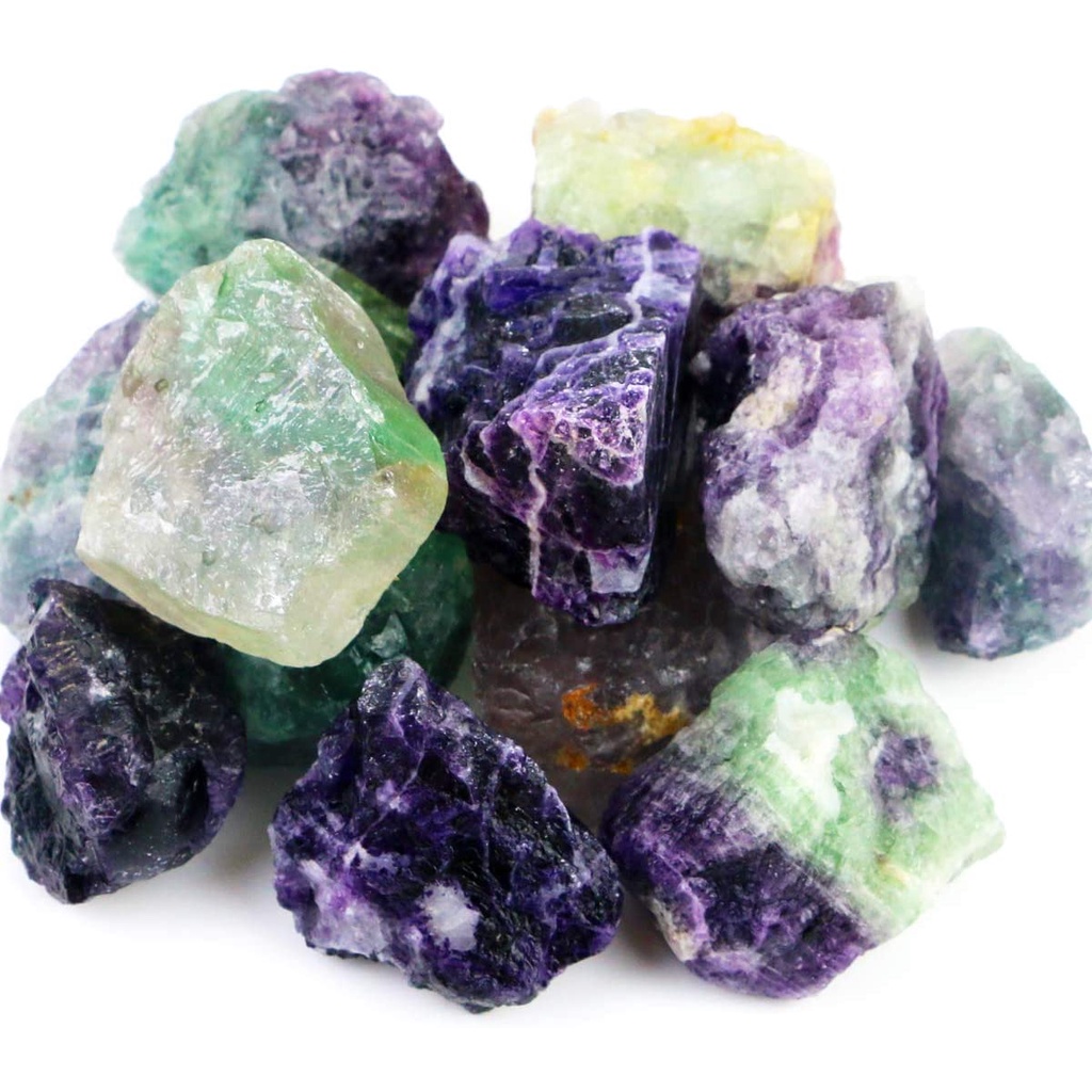 100gr Đá Thô Fluorite màu tím- xanh[Rainbow Fluorite Crystal Raw]