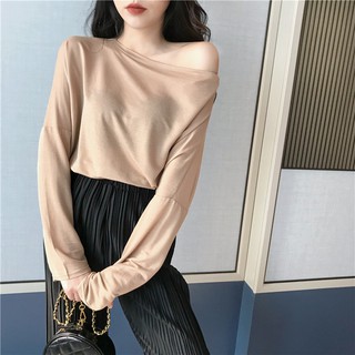 Áo tay dài lệch vai mỏng (hàng nhập)