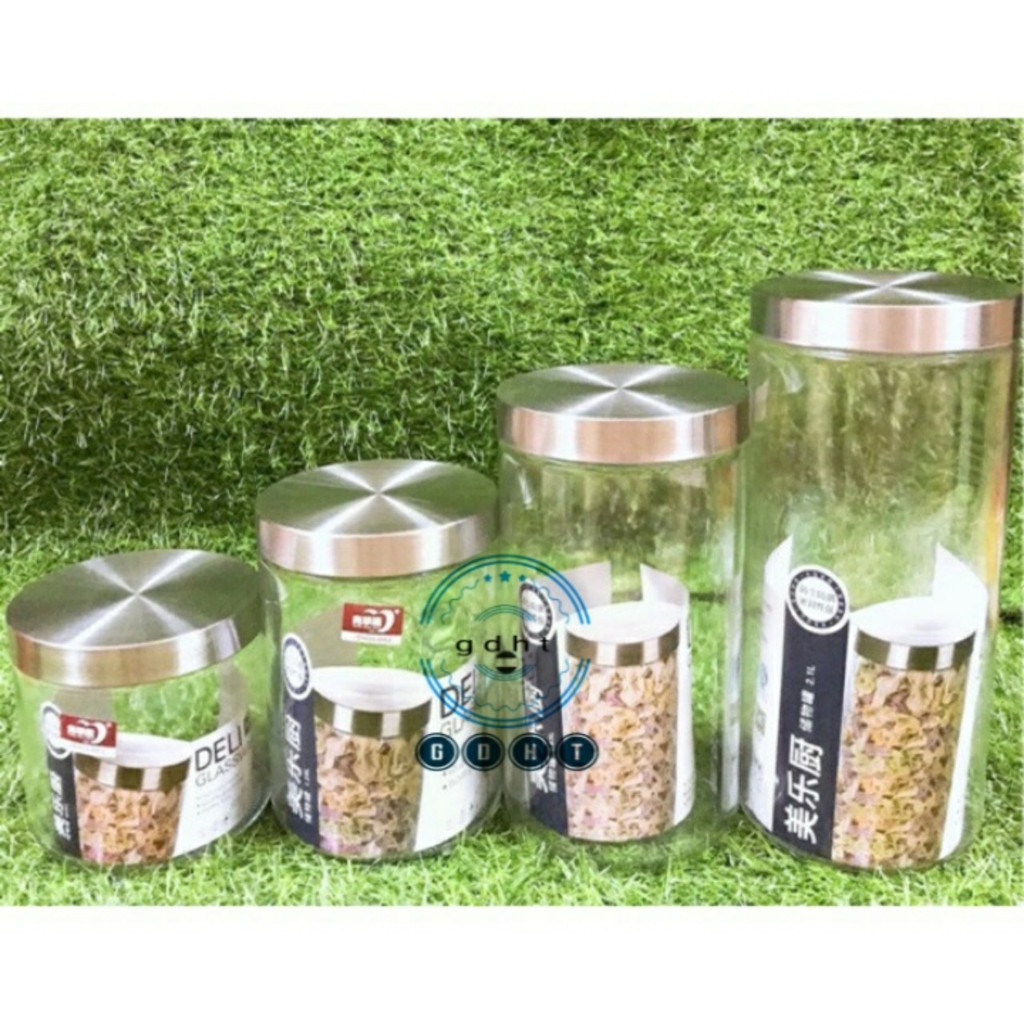 Hũ Thủy Tinh trụ tròn cao cấp Nắp Thiếc Nhiều Size- Hũ thủy tinh nắp thiếc 900ml - 1250ml | BigBuy360 - bigbuy360.vn