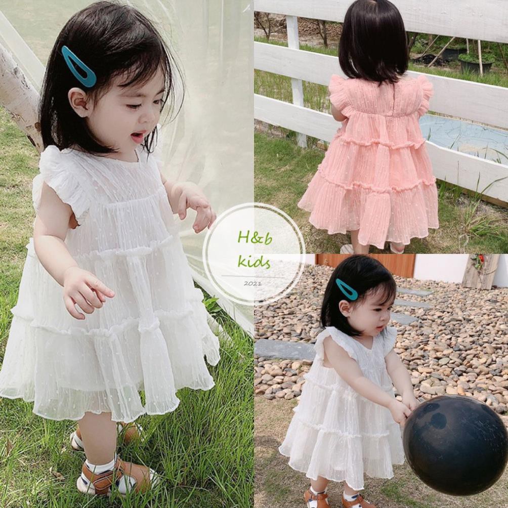 Váy xòe trắng, đầm dáng xòe màu trắng chất thô [Loại 1] cho bé từ 8-18kg - Mon Kids