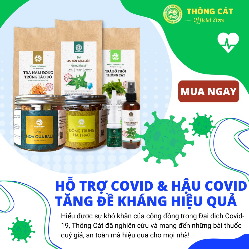 Thảo dược Xông Tắm Giải Cảm THÔNG CÁT giúp giảm đau nhức, tăng đề kháng, hết khó thở, nghẹt mũi, cải thiện đường hô hấp