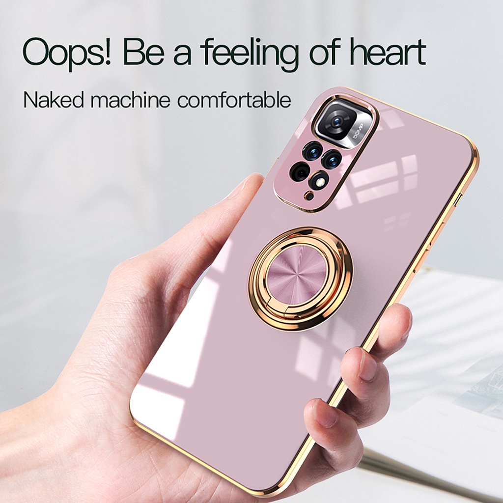 Ốp Điện Thoại Mạ Điện 6D Có Giá Đỡ Cho Xiaomi Redmi Note 11 4G Note 11s 4G
