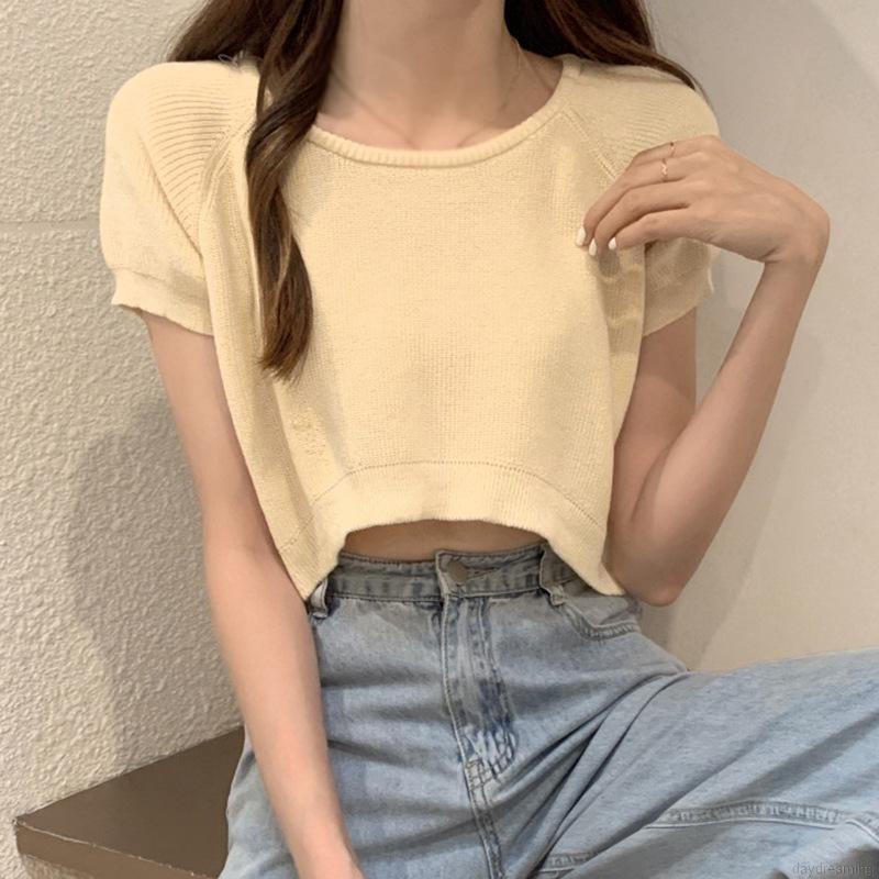 Áo Thun Tay Ngắn Màu Trơn Thời Trang Mùa Hè Dành Cho Nữ