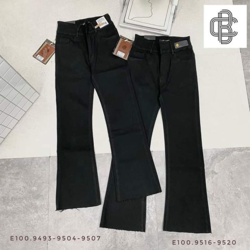 Quần bò ống vẩy loe cúc bụng cạp cao co dãn 4d siêu hách dángu