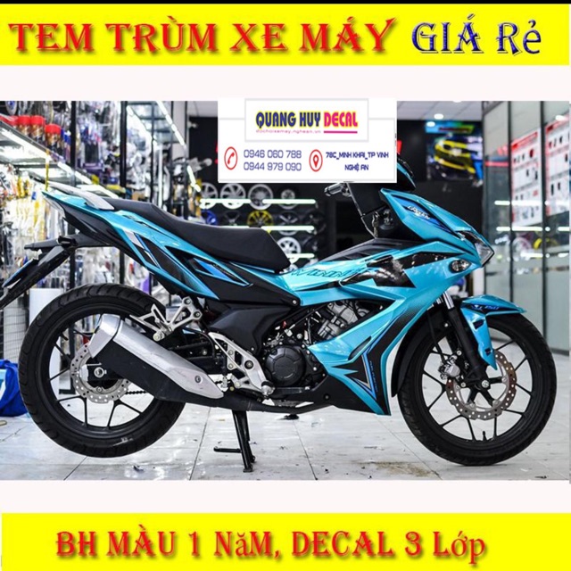 Tem trùm Winner X xanh ngọc đen, độ team dán phủ decal xe máy giá rẻ đẹp