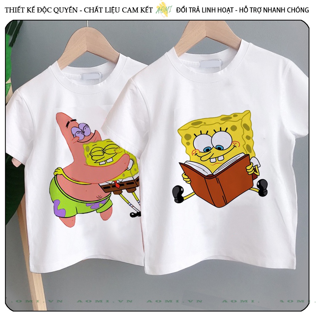 [nhiều mẫu] ÁO THUN cho bé SpongeBob Patrick UNISEX PHÔNG NAM NỮ GIA ĐÌNH CẶP ĐÔI CÓ SIZE TRẺ EM TRAI GÁI AOMIVN