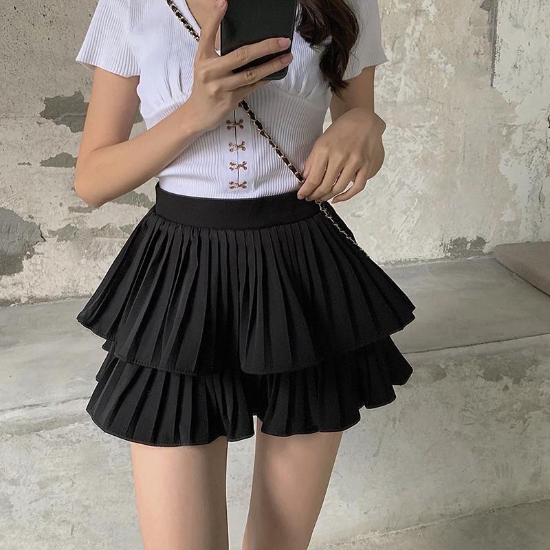 Chân váy nữ xoè xếp ly 2 tầng nhiều màu, kèm hình chụp thật