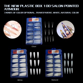 [Hàng mới về] Set hộp 100 móng tay nhọn trong suốt chuyên dụng trang trí nghệ thuật
