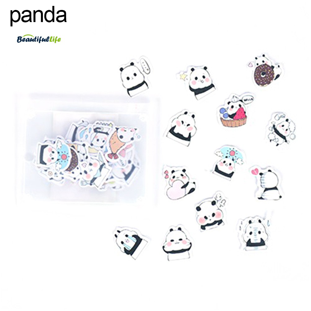 Set 40 Sticker Dán Trang Trí Hình Chuột Hamster / Mèo / Gấu Trúc Dễ Thương