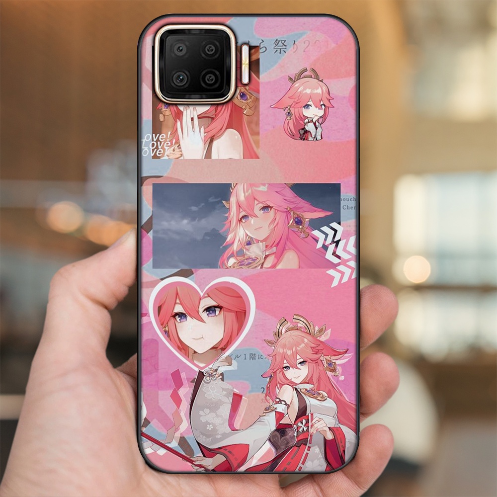 Ốp lưng Oppo A73, A93 4G viền đen in hình Yae Miko Genshin Impact