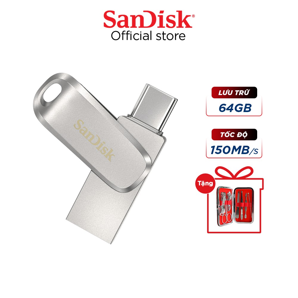 USB OTG 3.1 Gen 1 SanDisk 64GB SDDDC4 Ultra® Dual Drive Luxe USB Type-C upto 150MB/s vỏ kim loại | BigBuy360 - bigbuy360.vn