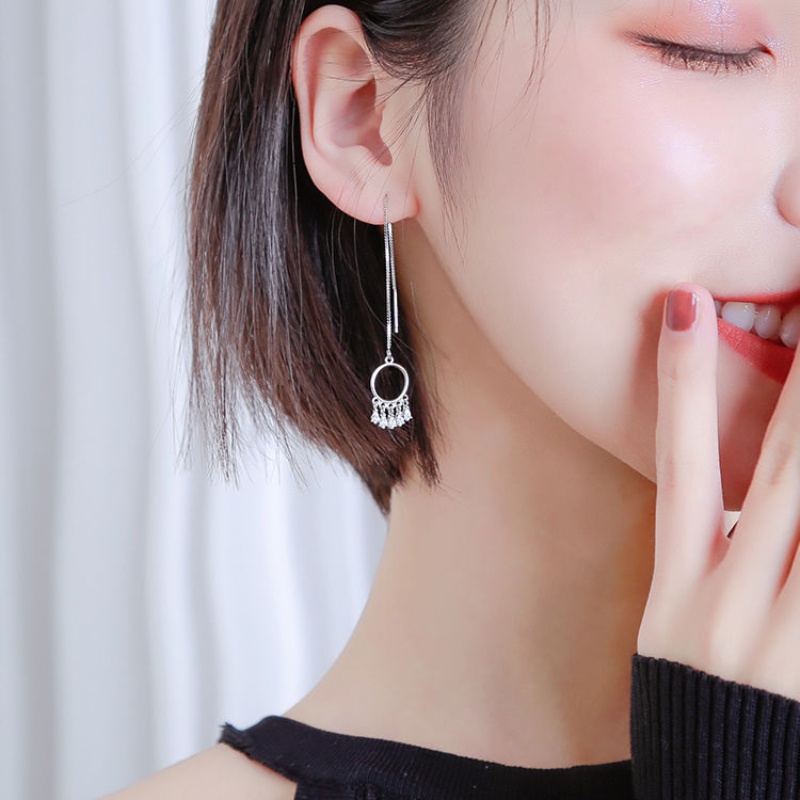 Phụ nữ mới Hoa tai dài sáng bóng Hoa tai cá tính Hoa tai phong cách Hàn Quốc