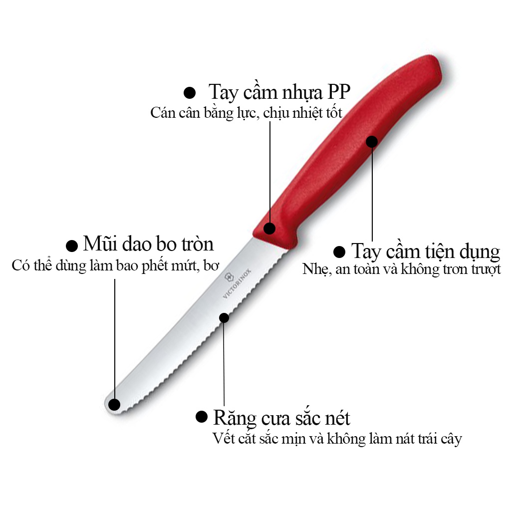 Dao Gọt Hoa Quả Victorinox Lưỡi Răng Cưa Inox 11cm Hàng Chính Hãng