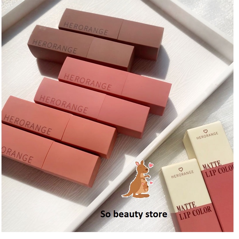 (Siêu hot) Son lì Herorange® chất kem lì nhung mịn lâu Trôi mềm môi Herorange Matte lip color Son23