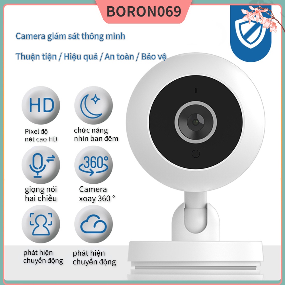 Camera WiFi 360 độ Độ nét cao Chức năng thoại 2 chiều Hồng ngoại Chế xem đêm tối thông minh cho Văn phòng tại nhà Phòng bé Boron069