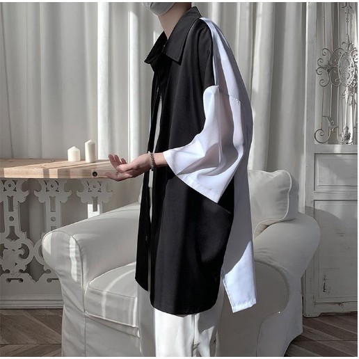 Áo Sơ Mi Tay Lỡ Màu Sắc Bắt Mắt Phong Cách Hàn Quốc Dễ Phối Đồ Cho Nam Size M-2Xl