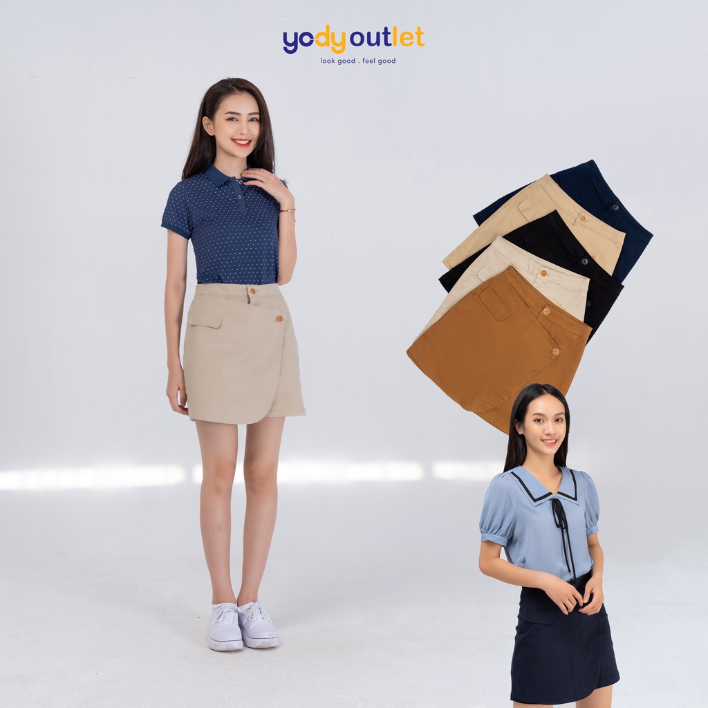 Chân Váy Chữ A YODY Tà Cúc Vải Kaki Co Giãn Cá Tính, Đẹp Sành Điệu Cao CấpCho Nữ Công Sở, Hàn Quốc  CJN4056